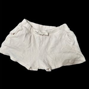 Waffle knit lounge shorts - Girls size 6/7 cream